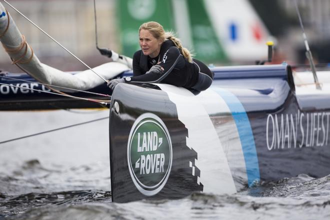 The Extreme Sailing Series 2014. Act4. St Petersburg. The Wave, Muscat tactician Sarah Ayton (GBR). © Lloyd Images