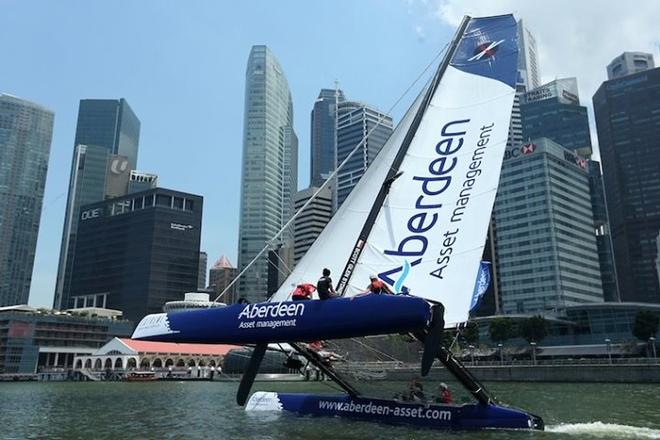 Team Aberdeen Singapore in action ahead of the start of racing in 2013 - Extreme Sailing Series © Getty Images