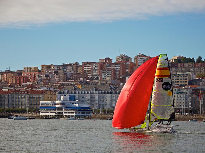 Santander's backdrop - Ciudad de Santander Trophy - 2014 ISAF Worlds Test Event Midway Stage ©  Jesus Renedo http://www.sailingstock.com