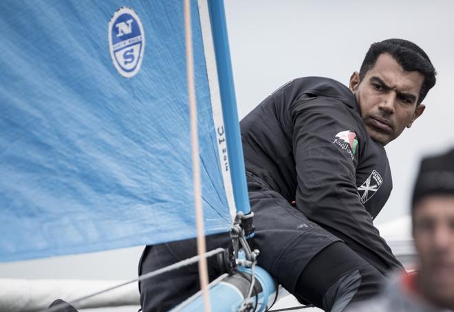 The Extreme Sailing Series 2014. Act4. St Petersburg. The Wave, Muscat bowman Nasser Al Mashari (OMA). © Lloyd Images
