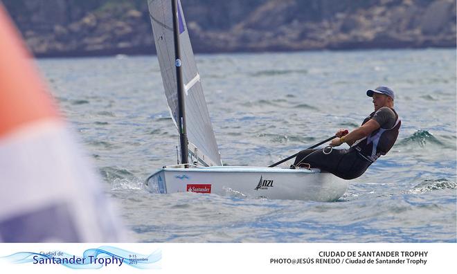New Zealand's Josh Junior leads the Finn class - Ciudad de Santander Trophy - 2014 ISAF Worlds Test Event ©  Jesus Renedo http://www.sailingstock.com