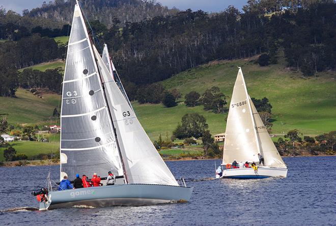 Start of the Division Two fleet in Saturday's Cock of the Huon. © Peter Campbell