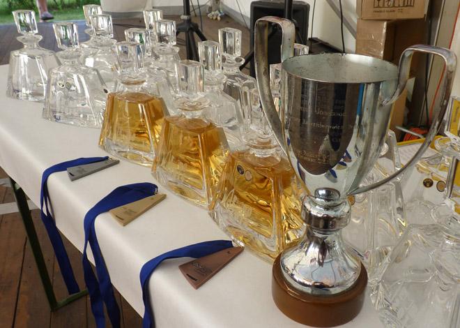2014 OK Dinghy European Championship trophies and flasks ©  Robert Deaves