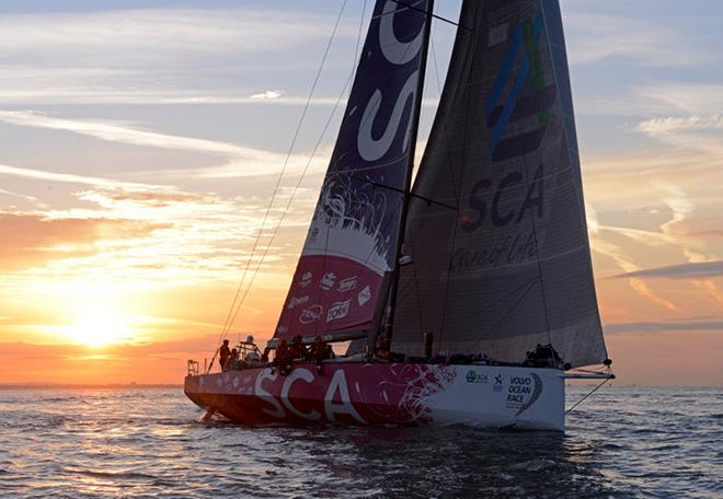 Team SCA at the finish of the Sevenstar Round Britain and Ireland Race © Rick Tomlinson / RORC http://www.rorc.org