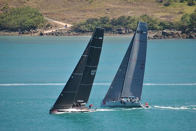 Hooligan and Vino metres from the finish of the Island Race on the last day © Di Pearson