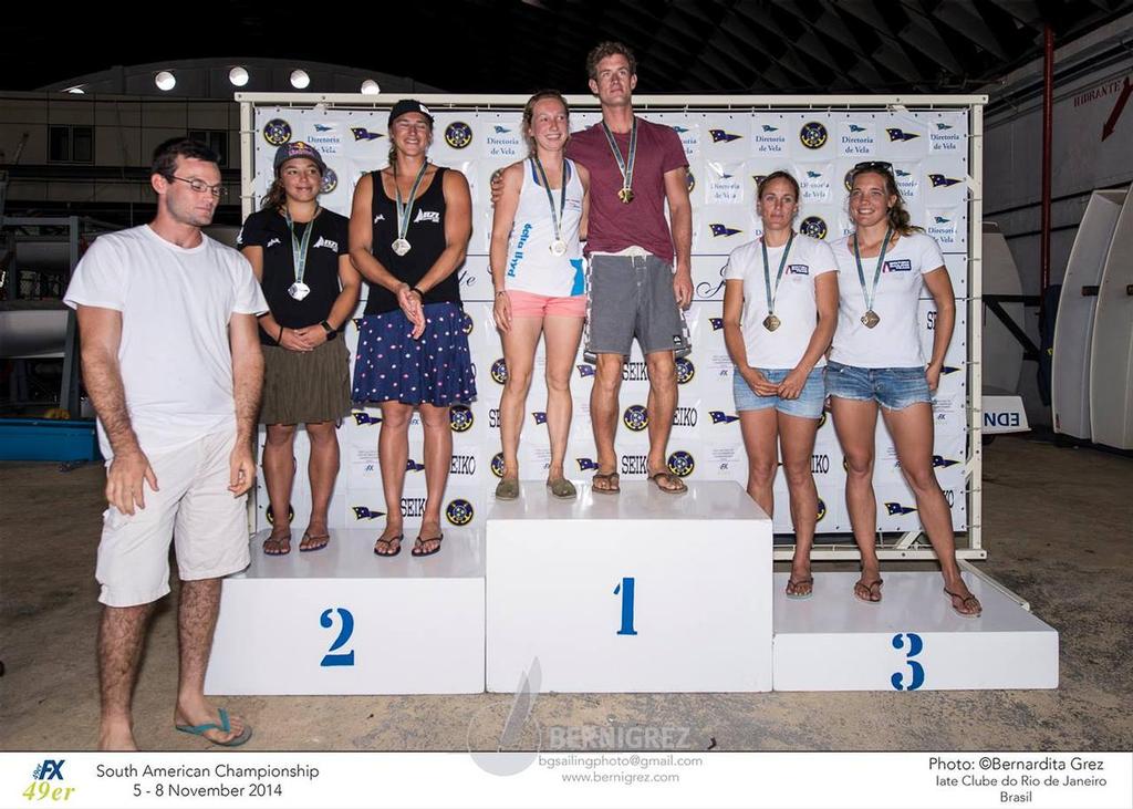 Winners of the 49erFX South American Championship. A mixed crew took the overall win, 2013 World Champions Alex Maloney and Molly Meech (NZL) won the Silver medal © Bernardita Grez / 49er.org http://49er.org/