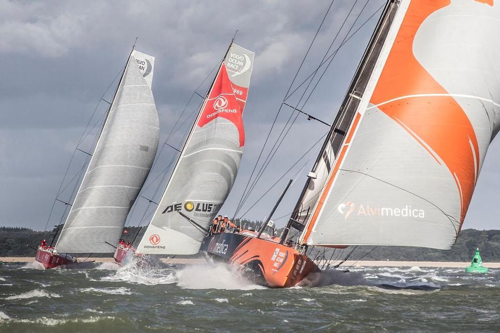 Volvo Ocean 65’s at the start of the Sevenstar Round Britain and Ireland Race © Volvo Ocean Race http://www.volvooceanrace.com