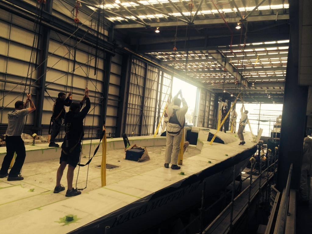 Altered deck at Sydney City Marine - Ragamuffin build and move September 2014 photo copyright Team Ragamuffin https://www.facebook.com/RagamuffinYachting taken at  and featuring the  class