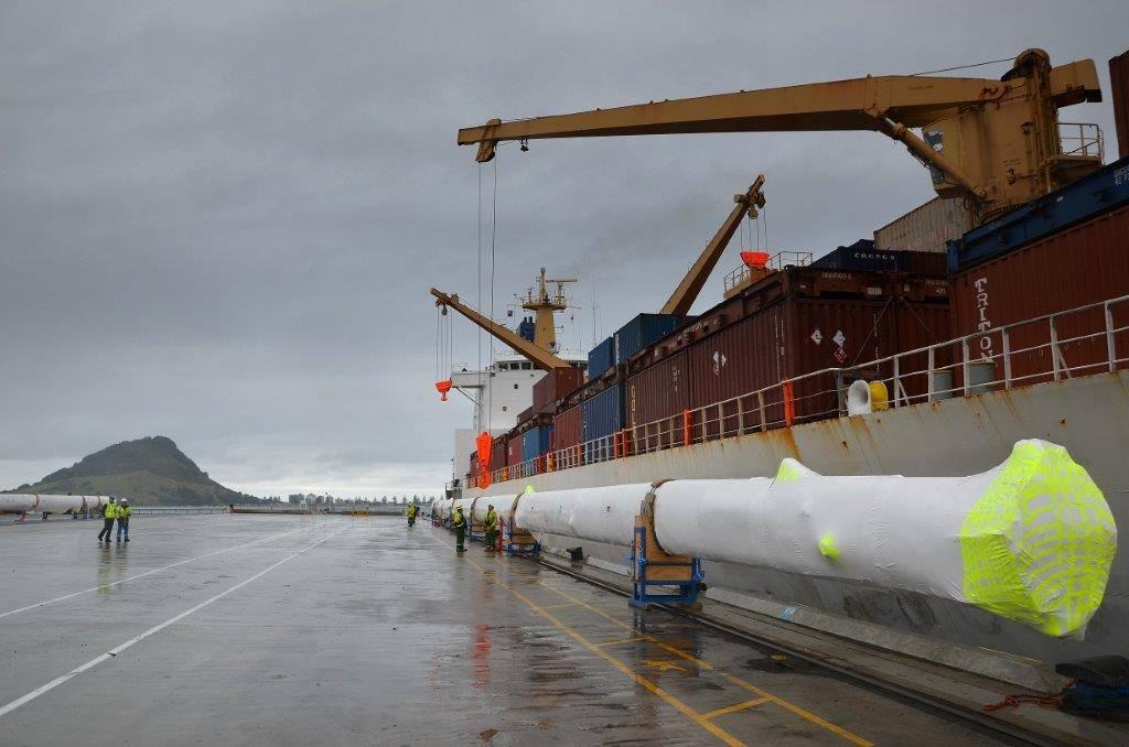 The world's tallest spars neing loaded at the Port of Tauranga - Images by Richard Bicknell and Rosco Whitburn photo copyright Southern Spars taken at  and featuring the  class