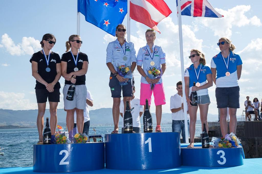 470 Women World Championship Podium Finishers - 2014 ISAF Sailing World Championships Santander - 470 Men and Women World Championship photo copyright Nikos Alevromytis / Alen Photography http://www.alen.gr taken at  and featuring the  class