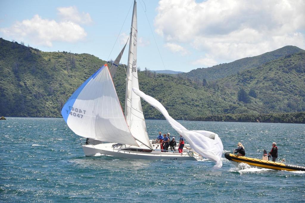 One spinnaker is never enough - Slingshot owned and raced by Clive Ballett, Race 3 Day 3 - Lawson's Dry Hills New Year Regatta Waikawa Boating Club photo copyright Tom van der Burgh taken at  and featuring the  class