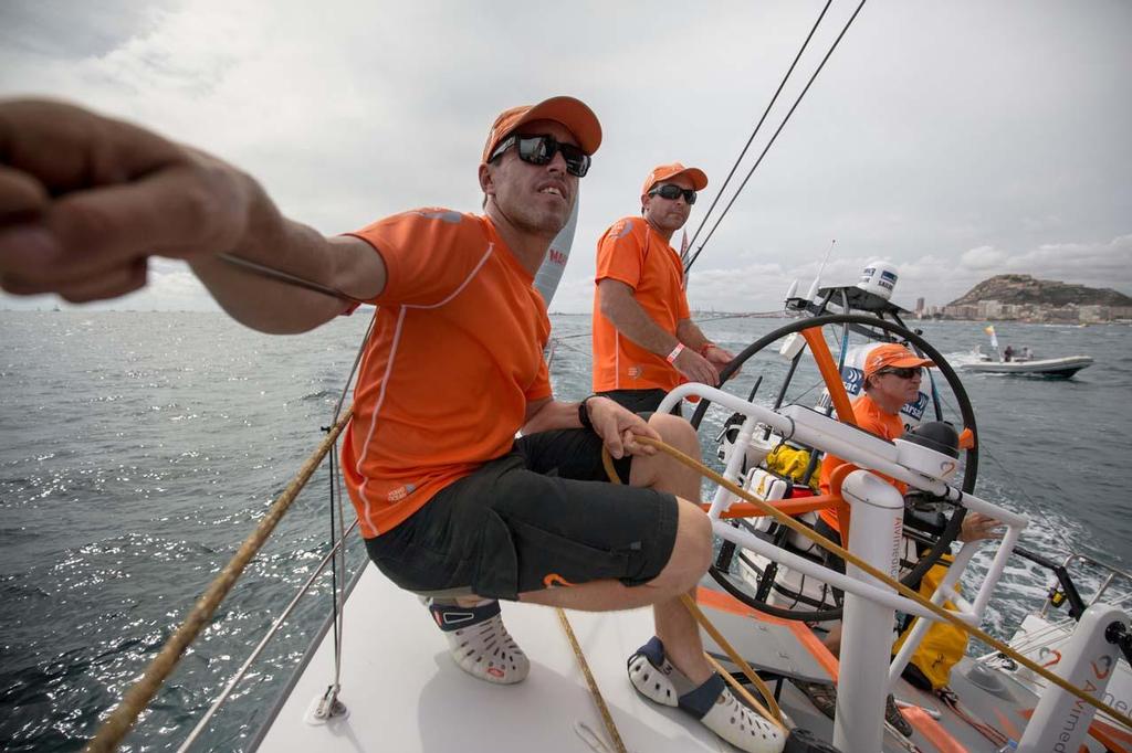 Mark Towill onboard Team Alvimedica in Alicante for the start of Leg 1 of the Volvo Ocean Race. ©  Amory Ross / Team Alvimedica