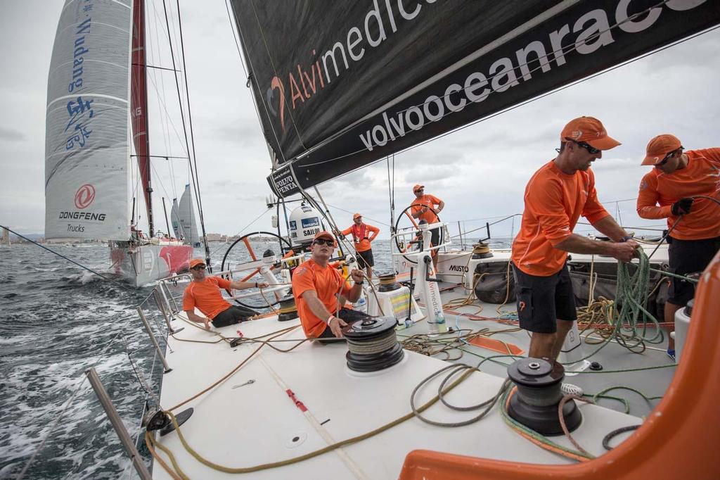 Onboard Team Alvimedica in Alicante for the start of Leg 1 of the Volvo Ocean Race photo copyright  Amory Ross / Team Alvimedica taken at  and featuring the  class