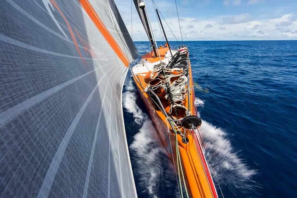 October 21, 2014.  Leg 1 onboard Team Alvimedica. Day 10 brings the fleet into the ITCZ and the notoriously challenging Doldrums, an area of volatile and unpredictable weather. Volvo Ocean Race photo copyright  Amory Ross / Team Alvimedica taken at  and featuring the  class