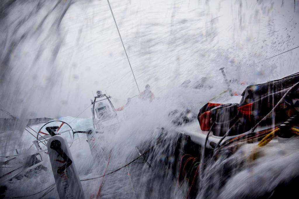 Wet and windy sailing onboard Alvimedica. ©  Amory Ross / Team Alvimedica