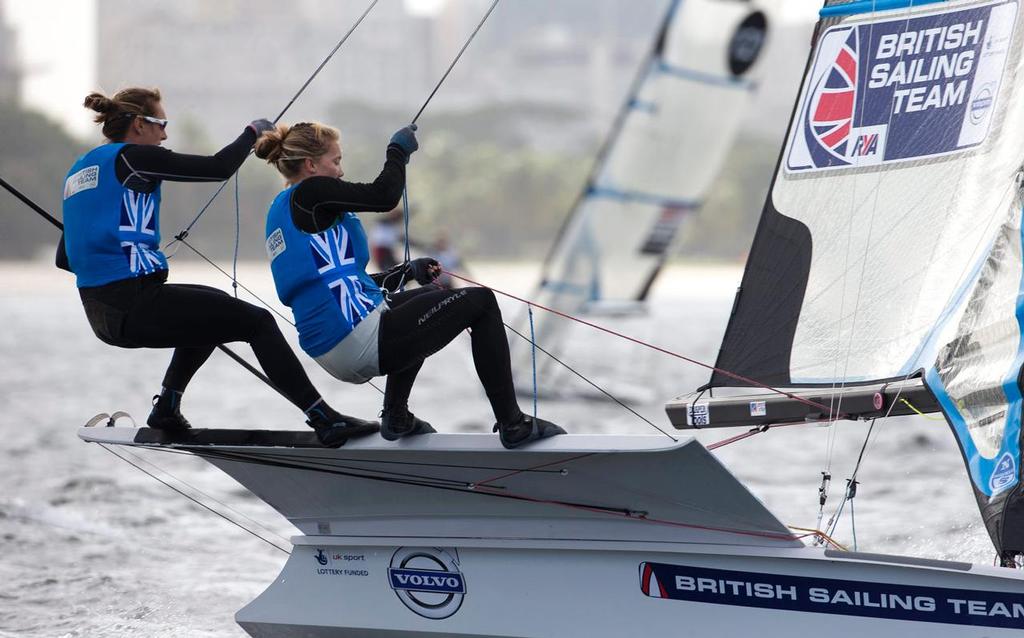 Charlotte Dobson and Sophie Ainsworth, 49erFX. 2014  Aquece Rio photo copyright Richard Langdon/British Sailing Team taken at  and featuring the  class