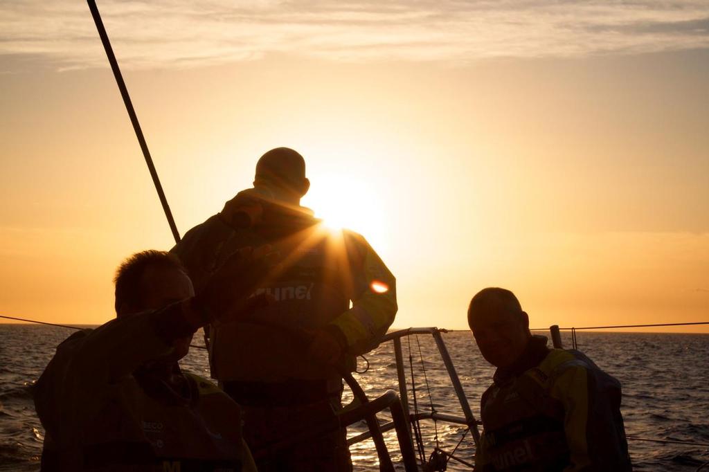 September, 2014. Leg 1 Start, Sunrise onboard Team Brunel. © Stefan Coppers/Team Brunel