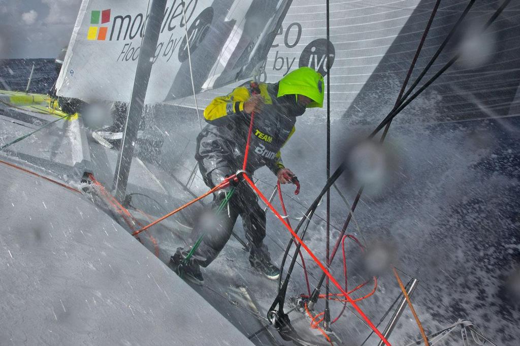 September, 2014. Leg 1 onboard Team Brunel. Strong sailing conditions going south. Volvo Ocean Race © Stefan Coppers/Team Brunel