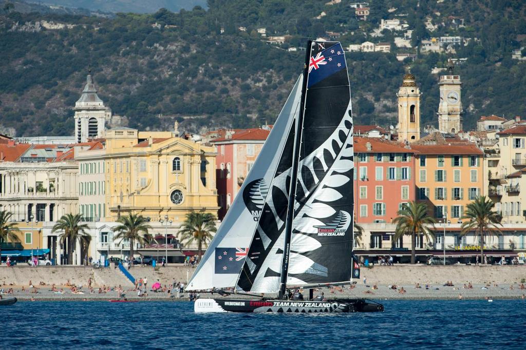 Emirates Team New Zealand, Day one of the Extreme Sailing Series at Nice. 2/10/2014 photo copyright Chris Cameron/ETNZ http://www.chriscameron.co.nz taken at  and featuring the  class