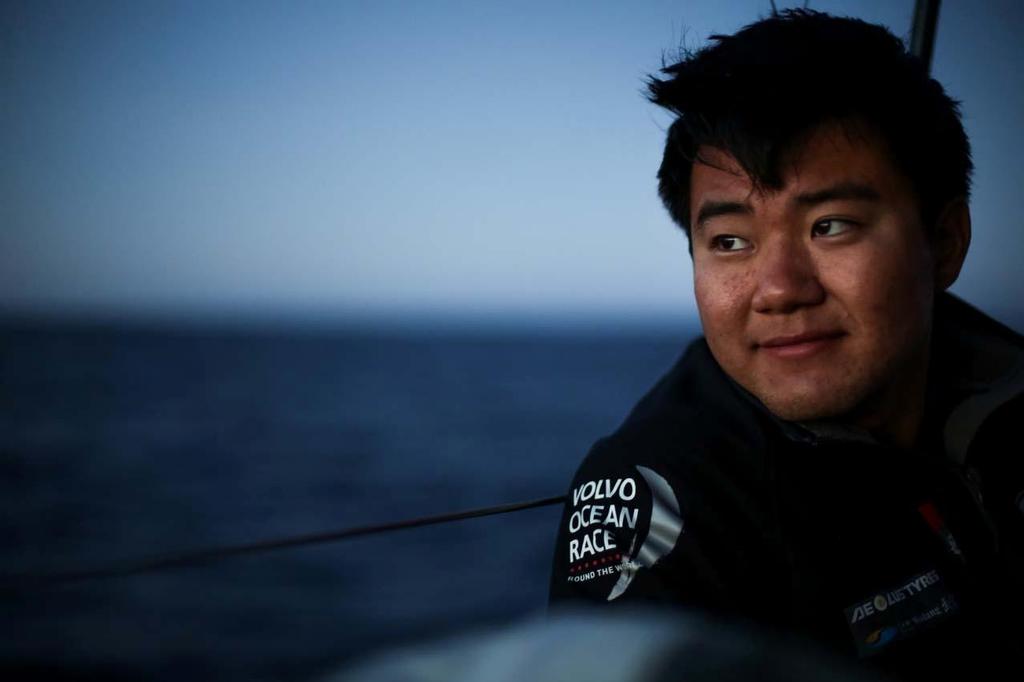 2014-15 Volvo Ocean Race. Leg 1 onboard Dongfeng Race Team:  Jiru Yang aka Wolf reflecting on the race so far: ``I am living my dream, but these last days I realised that it might be a nightmare`` photo copyright Yann Riou / Dongfeng Race Team taken at  and featuring the  class