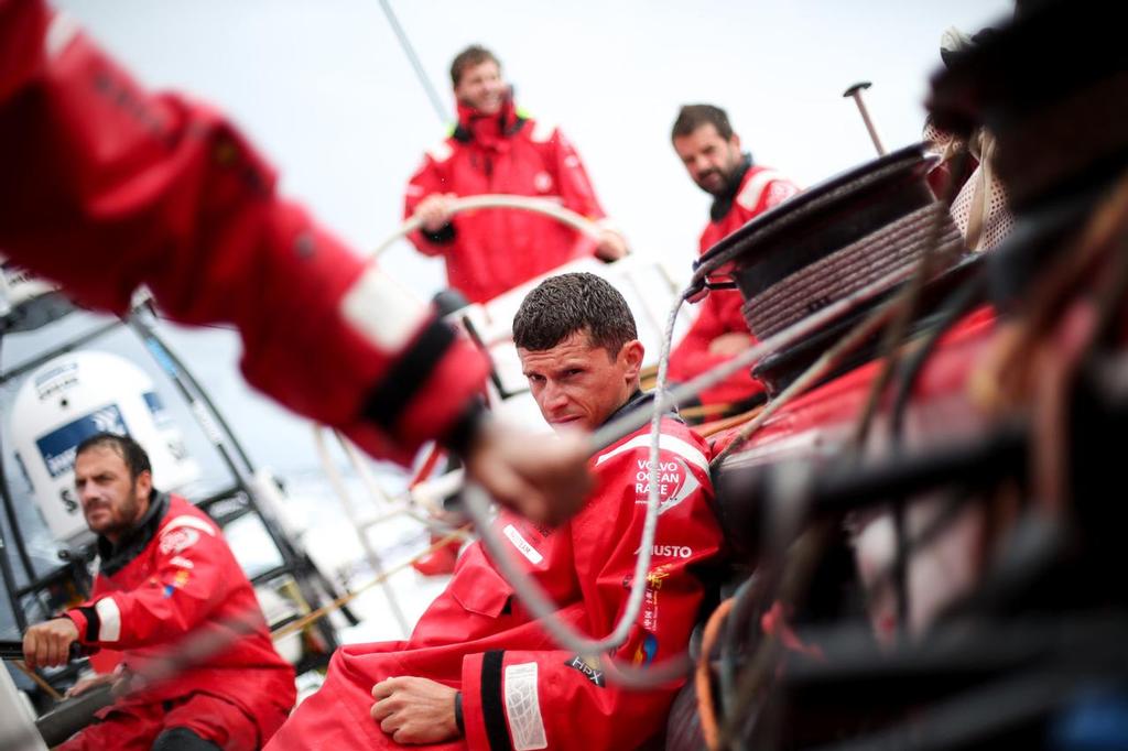 October 23, 2014. Leg 1 onboard Dongfeng Race Team. Out of the Doldrums and back to the trade winds; Dongfeng finally pick up speed. photo copyright Yann Riou / Dongfeng Race Team taken at  and featuring the  class