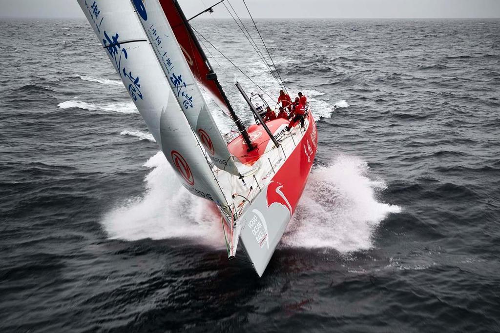 Dongfeng Race Team onboard during training in Lorient, France ahead of delivery to Alicante for the start of the Volvo Ocean Race. photo copyright  Benoit Stichelbaut / Dongfeng Race Team taken at  and featuring the  class
