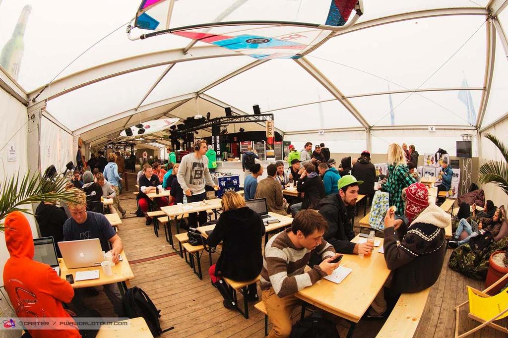 Full house in the sailors lounge - DAVIDOFF Cool Water World Cup Sylt 2014 photo copyright  Carter/pwaworldtour.com http://www.pwaworldtour.com/ taken at  and featuring the  class