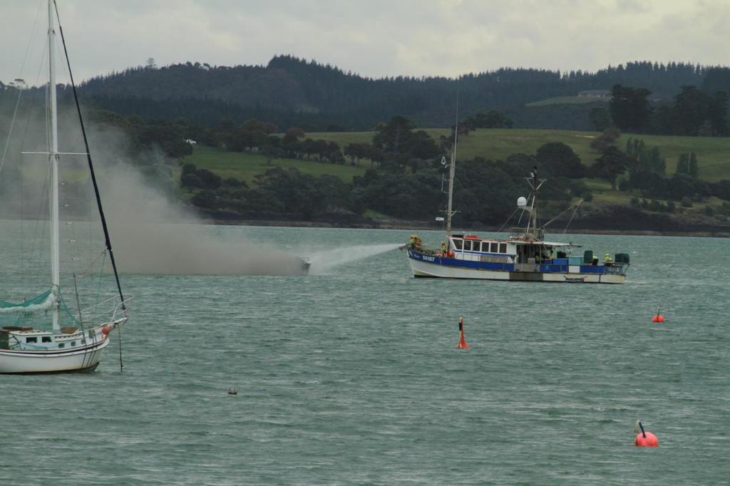  - Small boat fire off Waitangi, Bay of Islands © Steve Western www.kingfishercharters.co.nz