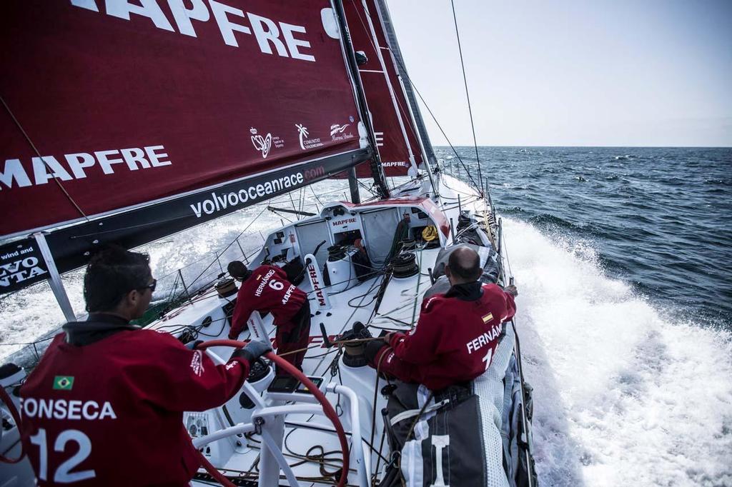 2014-15 Volvo Ocean Race. October 18, 2014. Leg 1 onboard MAPFRE. Good day to be sailing. photo copyright Volvo Ocean Race - Team Campos - Francisco Vignale http://www.volvooceanrace.com/ taken at  and featuring the  class