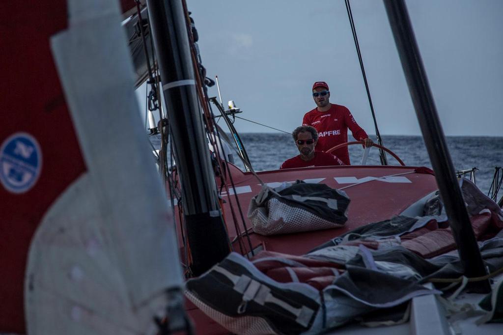 October 20, 2014. Leg 1 onboard MAPFRE:  Watch 1 with some french taste: Anthony Marchand and Michel Desjoyeaux. Volvo Ocean Race photo copyright Francisco Vignale/Mapfre/Volvo Ocean Race taken at  and featuring the  class
