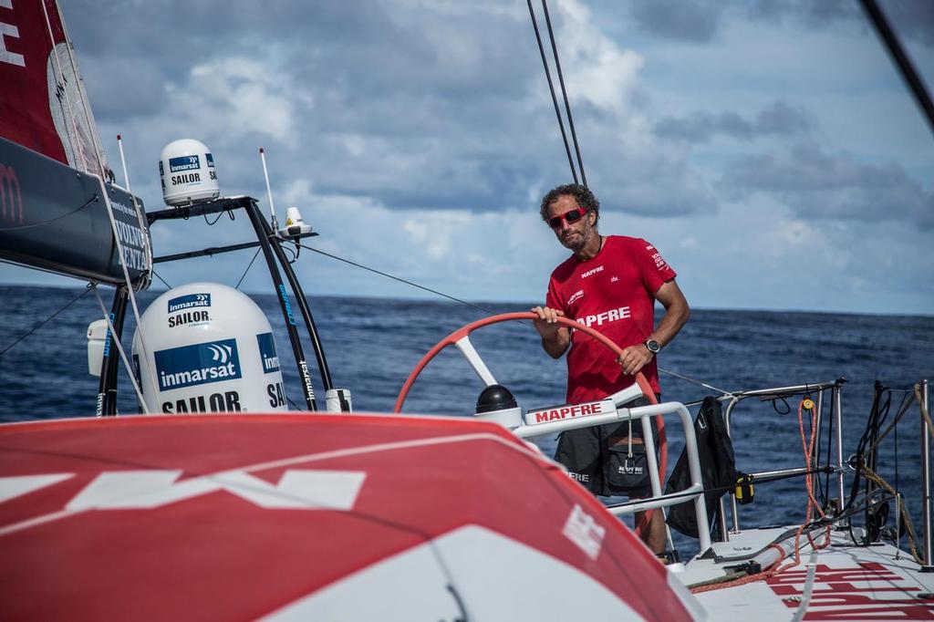 October 21, 2014. Leg 1 onboard MAPFRE. Michel Desjoyeaux on the helm. © Francisco Vignale/Mapfre/Volvo Ocean Race