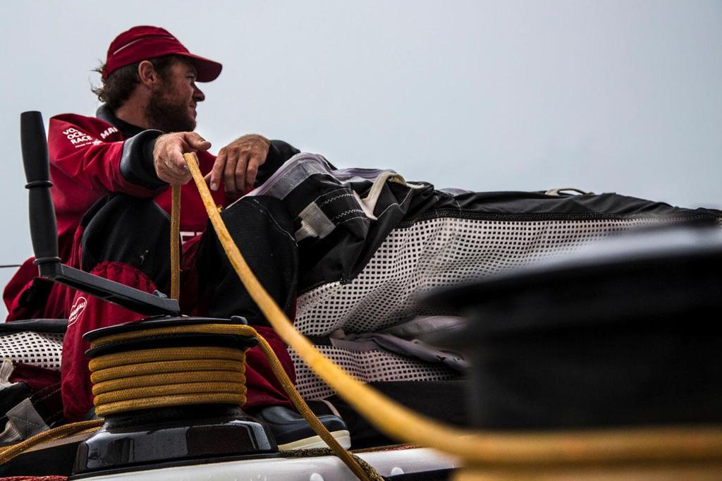 Antonio Cuervas-Mons trimming the main sail. © Francisco Vignale/Mapfre/Volvo Ocean Race