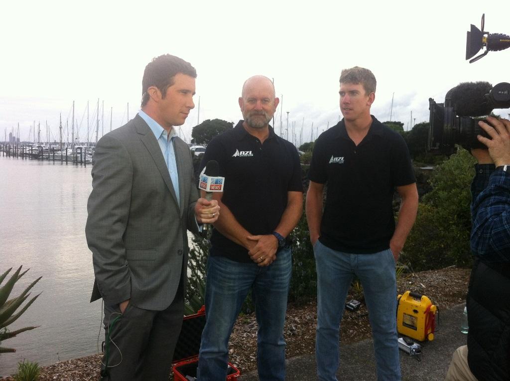 Peter Burling and Jez Fanstone interviewed by Firstline - NZL Sailing Team Media Day photo copyright Yachting NZ taken at  and featuring the  class