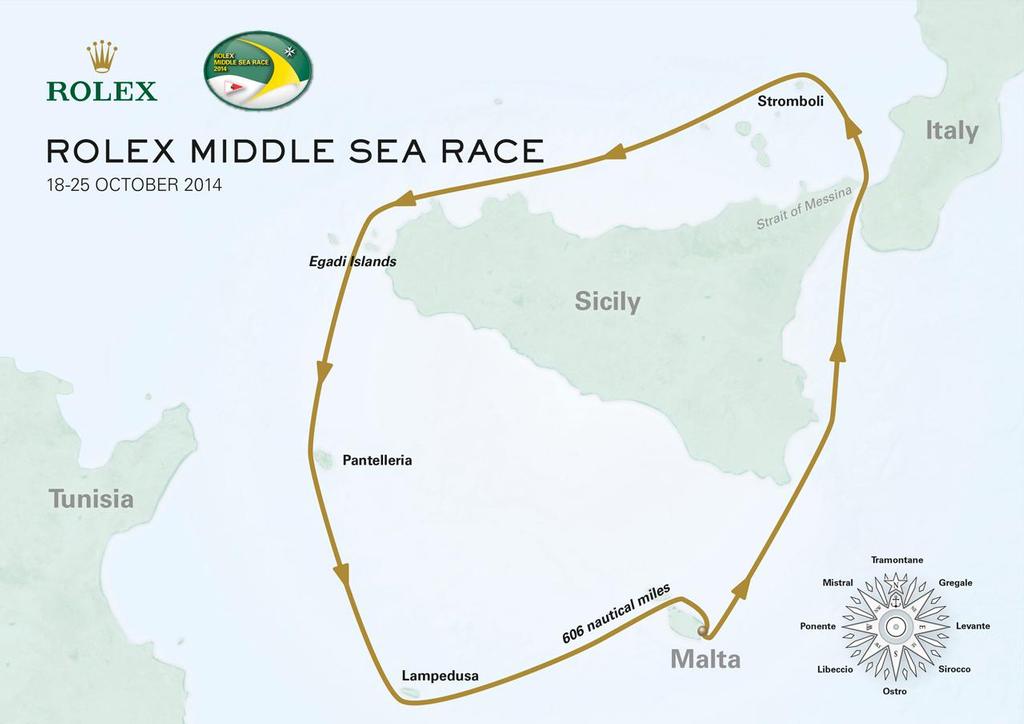 Rolex Middle Sea Race course map photo copyright Rolex/KPMS taken at  and featuring the  class