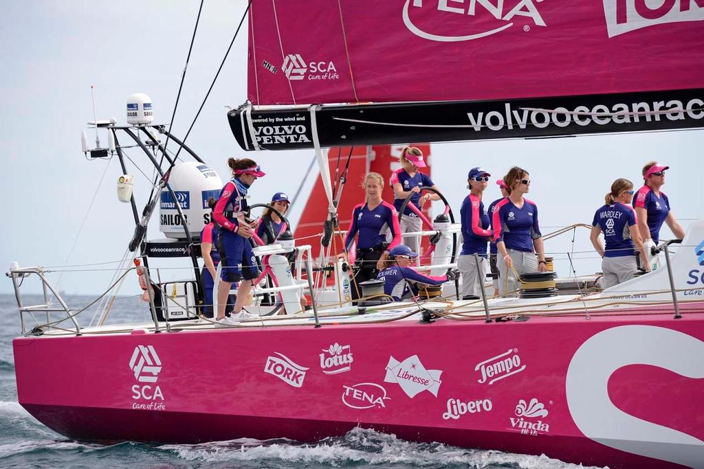Team SCA during the start of Leg 1 of the Volvo Ocean Race © Rick Tomlinson / Team SCA