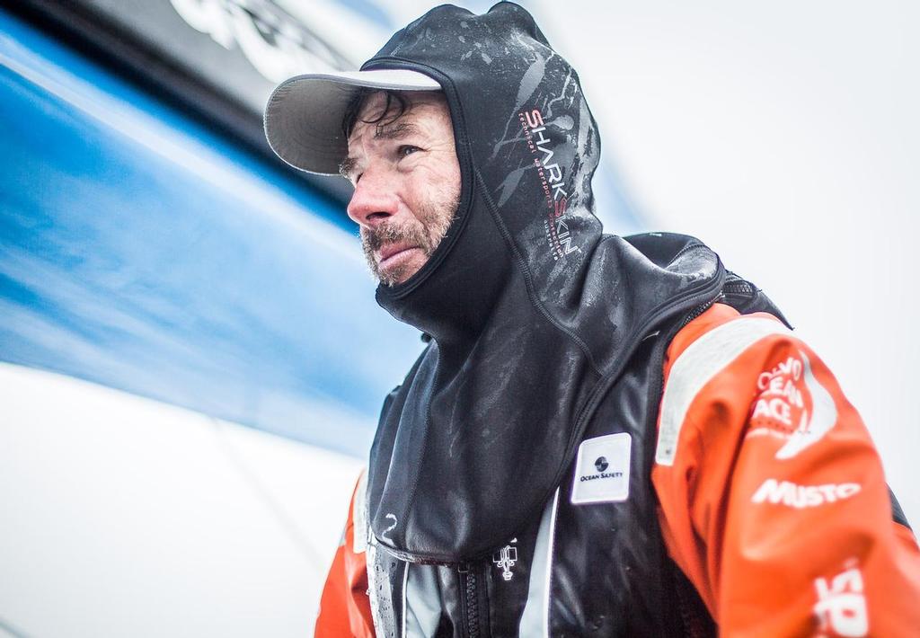 November 2, 2014. Leg 1 onboard Team Vestas Wind. Rob Salthouse feels the cold. Day 22 at Sea. photo copyright Brian Carlin - Team Vestas Wind taken at  and featuring the  class