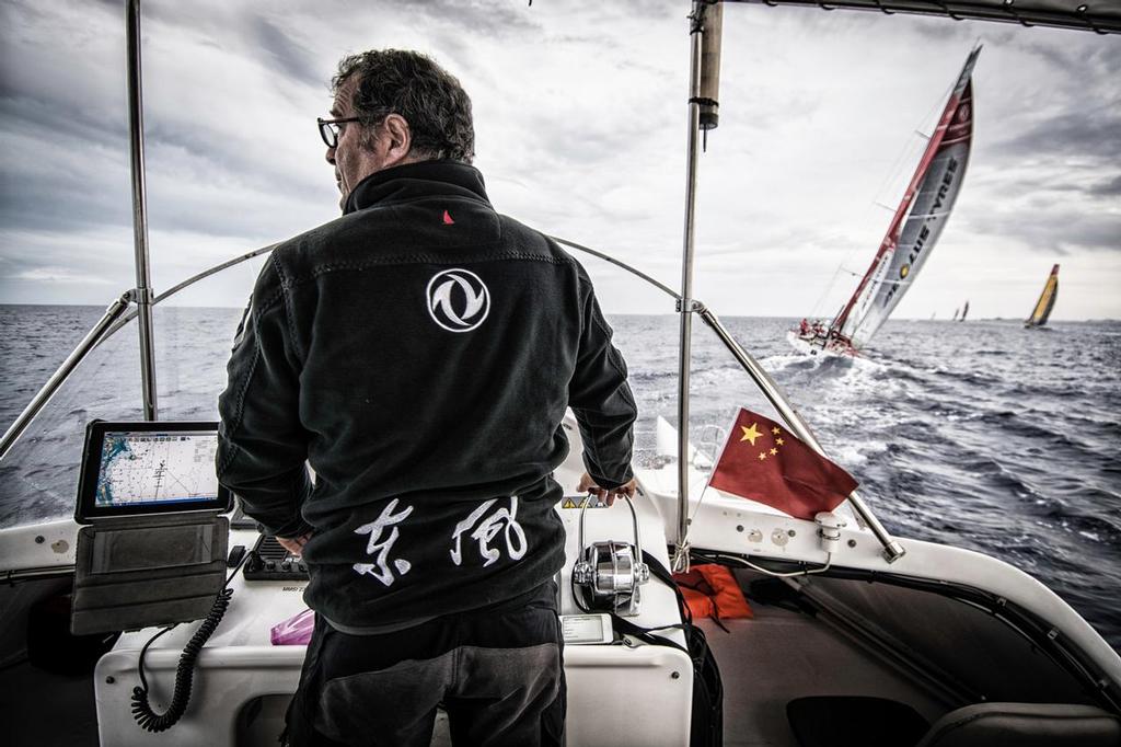 October 11, 2014. Following Dongfeng Race Team for their first Sunset at the Start of the Leg 1, from Alicante, Spain to Cape Town South Africa. ©  Marc Bow / Volvo Ocean Race