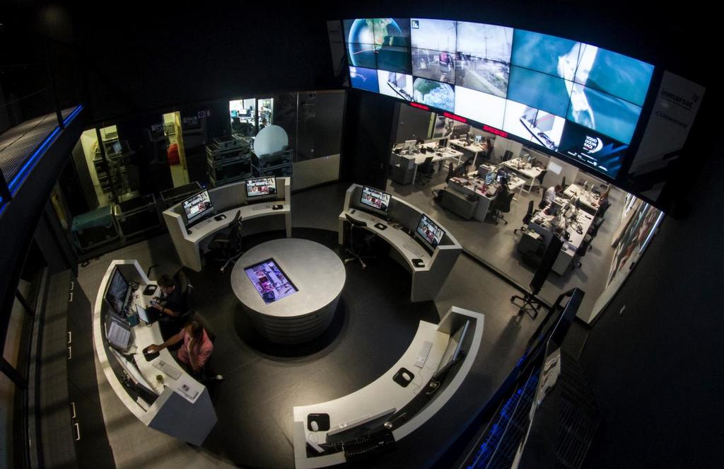 July 29 2014. High-tech Race Control located in the Race Headquarters in Alicante. The boats are tracked  24/7 via the Inmarsat satellite network and its main purposes are overseeing the safety of the fleet and delivering/receiving positional data and communications from the fleet. photo copyright Volvo Ocean Race http://www.volvooceanrace.com taken at  and featuring the  class