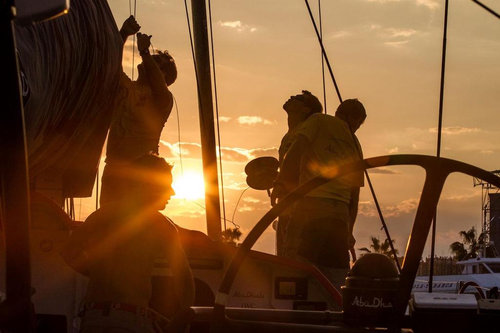 October 3, 2014. Sunset over the pontoon in the Village of the Volvo Ocean Race. photo copyright  Ainhoa Sanchez/Volvo Ocean Race taken at  and featuring the  class