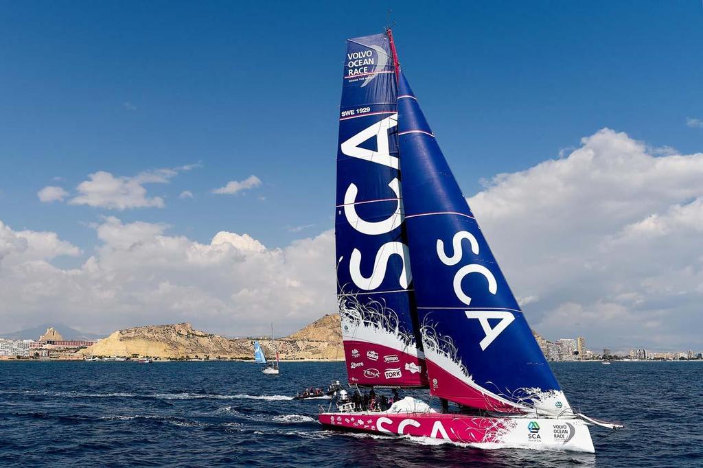 Team SCA during the practice race. ©  David Ramos / Getty Images/Volvo Ocean Race