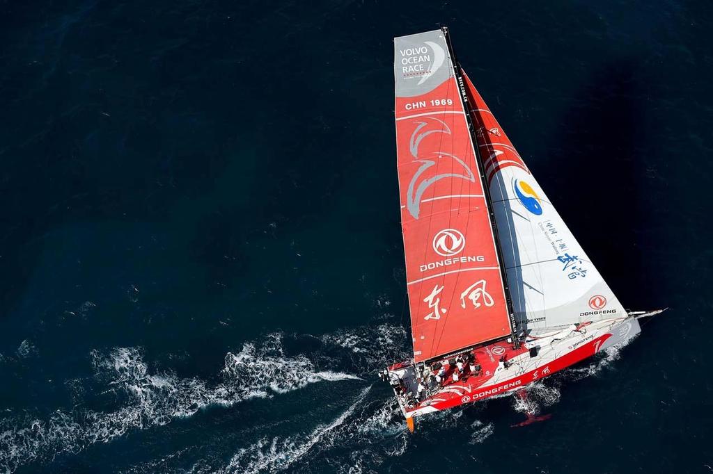 October 3, 2014. Dongfeng Race Team during the practice Race in Alicante. 2014-15 Volvo Ocean Race photo copyright  David Ramos / Getty Images/Volvo Ocean Race taken at  and featuring the  class