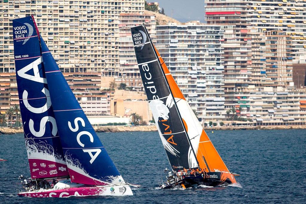 2014 - 15 Volvo Ocean Race - Team Alvimedica and Team SCA during the Practice Race in Alicante. photo copyright  David Ramos / Getty Images/Volvo Ocean Race taken at  and featuring the  class