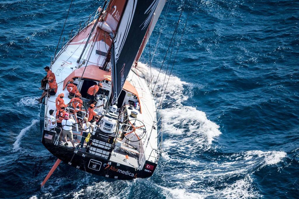 Team Alvimedica in action during the Practice Race. ©  David Ramos / Getty Images/Volvo Ocean Race