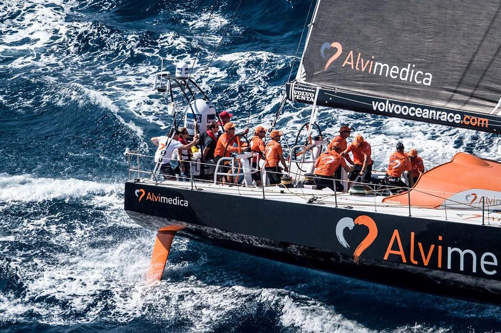 Hard at work onboard Team Alvimedica. ©  David Ramos / Getty Images/Volvo Ocean Race