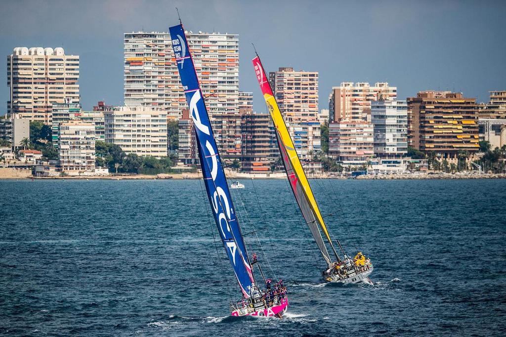 2014 - 15 Volvo Ocean Race - Team SCA and Abu Dhabi Ocean Racingduring the Practice Race in Alicante. photo copyright  David Ramos / Getty Images/Volvo Ocean Race taken at  and featuring the  class