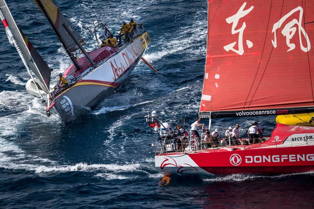Abu Dhabi Ocean Racing and Dongfeng Race Team. ©  David Ramos / Getty Images/Volvo Ocean Race