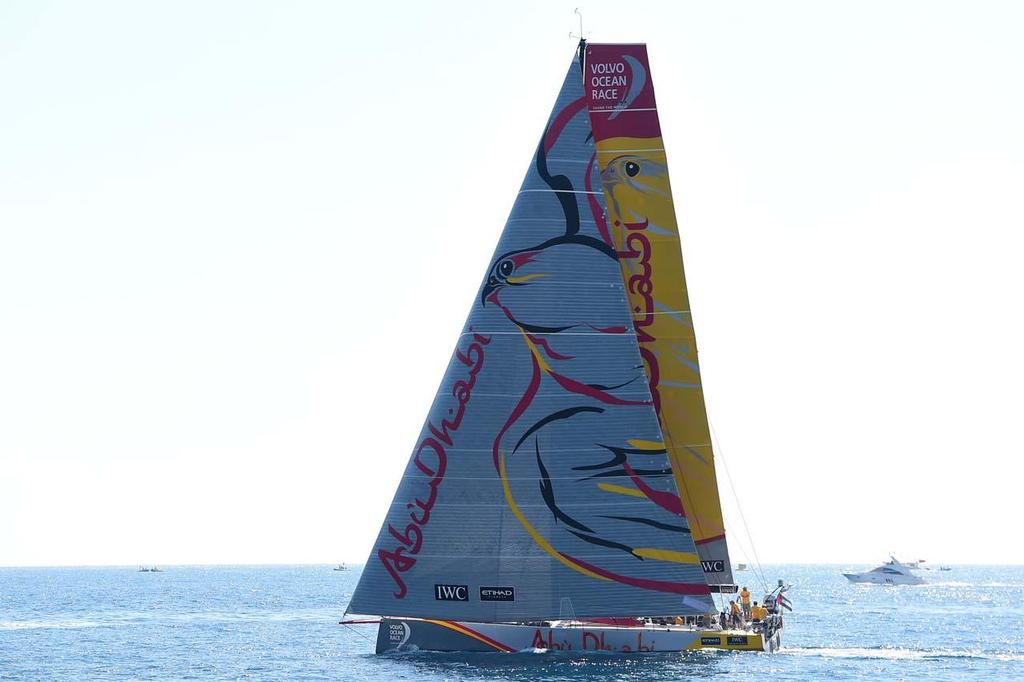 October 3, 2014. Abu Dhabi Ocean Racing during the  practice Race in Alicante. 2014-15 Volvo Ocean Race photo copyright  David Ramos / Getty Images/Volvo Ocean Race taken at  and featuring the  class