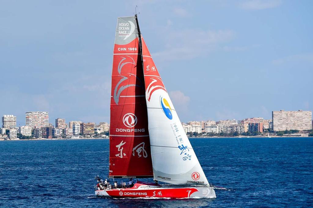 October 3, 2014. Dongfeng Race Team during the  practice Race in Alicante. 2014-15 Volvo Ocean Race photo copyright  David Ramos / Getty Images/Volvo Ocean Race taken at  and featuring the  class