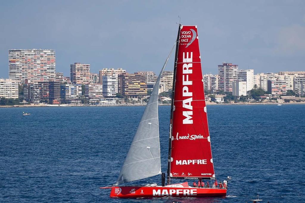 October 3, 2014. MAPFRE during the  practice Race in Alicante. 2014-15 Volvo Ocean Race photo copyright  David Ramos / Getty Images/Volvo Ocean Race taken at  and featuring the  class