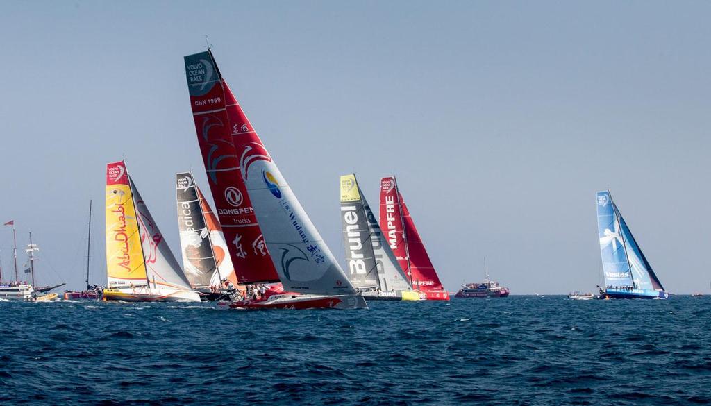 The fleet during the start of the  In-Port Race in Alicante. ©  Ainhoa Sanchez/Volvo Ocean Race